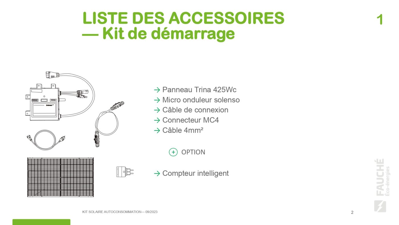 Kit solaire autoconsommation - Liste des accessoires - Kit de démarrage