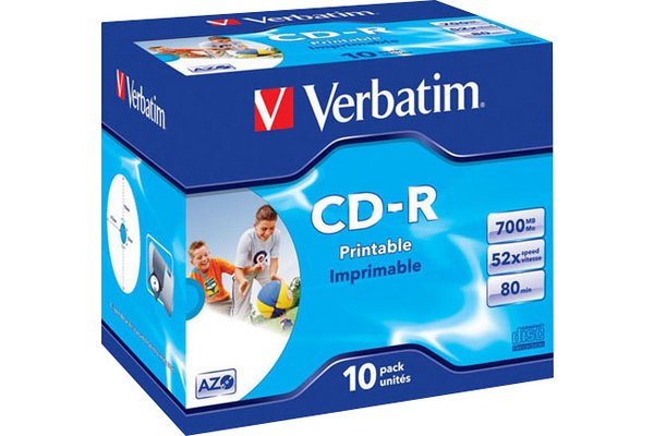 CD-R 80 700 MB VERBATIM PACK DE 10 BOITES CRISTAL IMPRIM.
