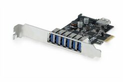 Carte PCIe Controleur USB 3.0 7 ports Type-A Std+LowProfile