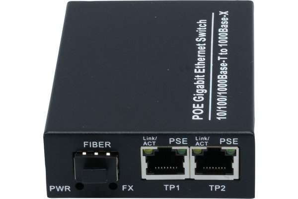 Convertisseur 2 x RJ45 PoE Gigabit - Fibre SFP 1000SX/LX