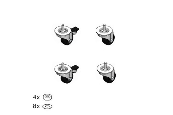 Jeu de 4 roulettes pour coffrets 19pouces Linkeo
