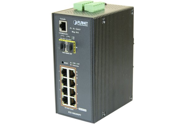 PLANET IGS-10020HPT SW.INDUST L2 8 GIGA POE+ &2 SFP 100FX/1G