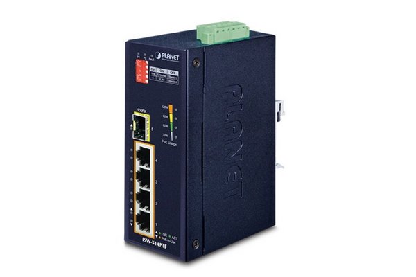 PLANET ISW-514PTF SW IND 4p 10/100PoE+ & 1 SFP 100FX -45/75°