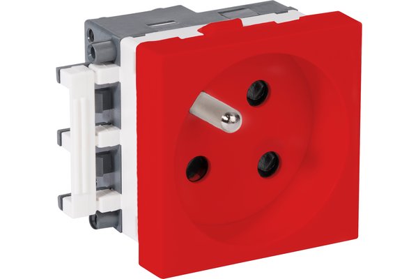 REHAU PRISE ELECTRIQUE 2P+T 45x45 ROUGE DETROMPEE