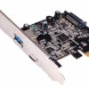 Carte contrôleur 1 port USB-C + 1 USB-A sur PCIe x4