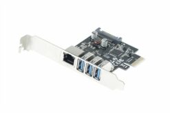Carte réseau PCIe 10/100/1000 + 3 ports USB-A 3.0 Std+LP
