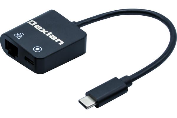 DEXLAN Adaptateur USB-C 2 en 1 Gigabit RJ45 + Power Delivery