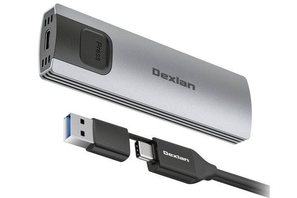 DEXLAN Boîtier USB-C/A 10G tout SSD M.2 SATA/PCIe NVMe