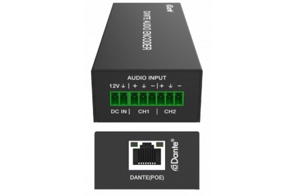 Encodeur DANTE Audio Analogique 2 canaux avec PoE