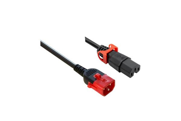 Rallonge d alim C14 / C15 à double verrouillage noire -3m