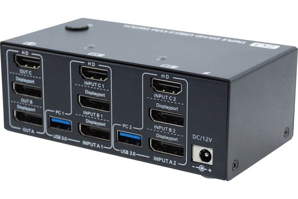 Switch KVM 2 ports - Triple écran 4K HDMI + 2 x DP /USB 3.0