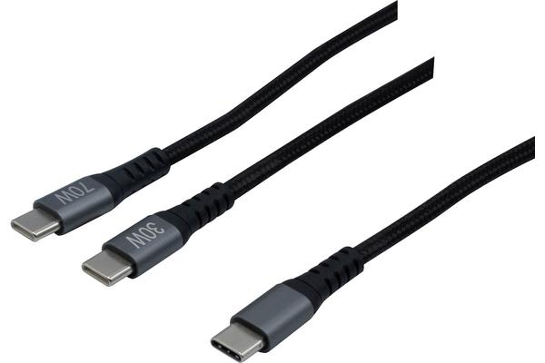 Dacomex Cordon charge et transfert 100W USB-C vers 2 x USB