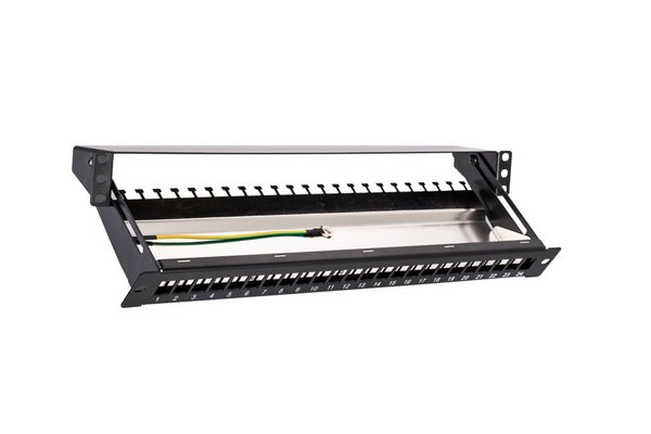 Panneau 19" 1U 24 ports STP keystone coulissant inclinable