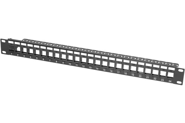 Panneau 19" 1U 24 ports UTP keystone avec support câbles