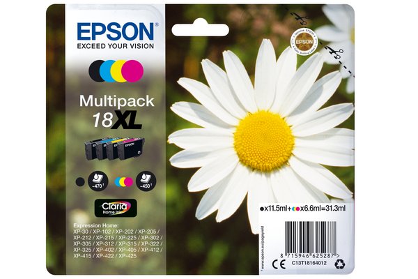 Cartouche EPSON C13T18164012 18XL - Noir + 3 couleurs