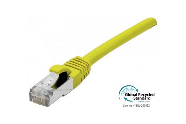 Cordon RJ45 certifié GRS CAT 6A S/FTP TPE snagless jaune - 0,5 m