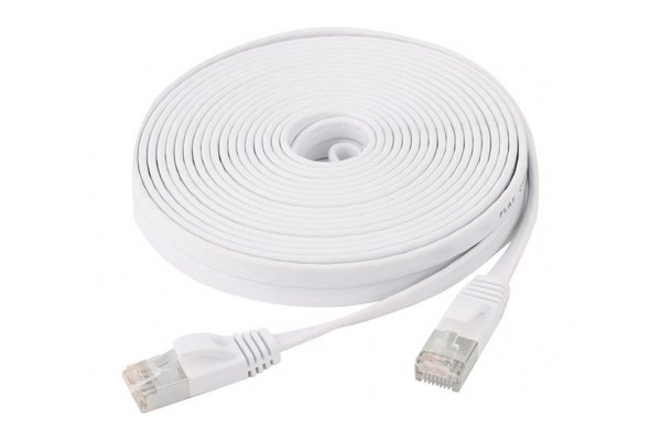 Cordon RJ45 plat catégorie 6 U/FTP snagless blanc - 7.5 m