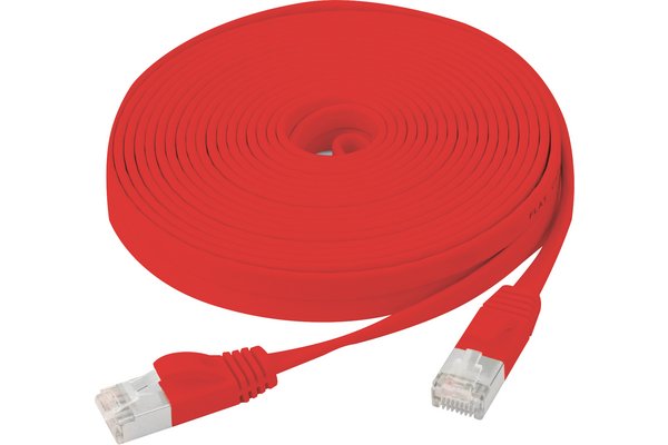 Cordon RJ45 plat catégorie 6 U/FTP snagless rouge - 3 m