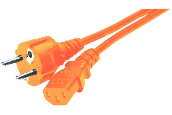 Cordon d alimentation PC CEE7 droit / C13 orange - 1