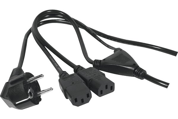 Cordon électrique en "Y" 1 x CEE7 / 2 x C13 - 1