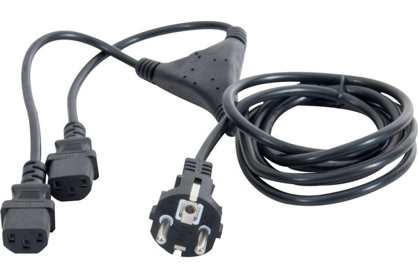 Cordon électrique en "Y" 1 x CEE7 droit / 2 x C13 - 2