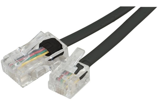 Cordon téléphonique RJ11 / RJ45 noir - 5 m
