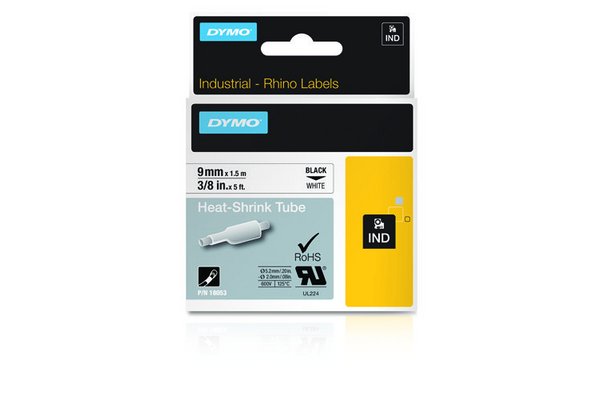 DYMO Etiquette thermorétractables 18053 noir/blanc 9mm x1