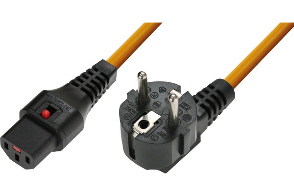 IEC-LOCK Cordon d alimentation CEE7 / C13 à verrouillage orange - 2