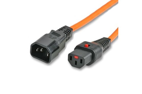 IEC-LOCK Rallonge d alimentation C14 / C13 à verrouillage orange - 1