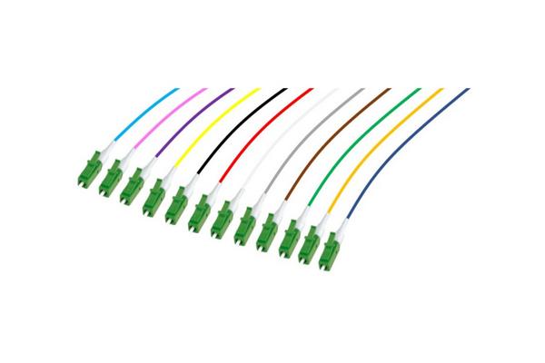 Lot de pigtails OS2 G652D LC-APC Low Loss 900µm 12 couleurs 2m