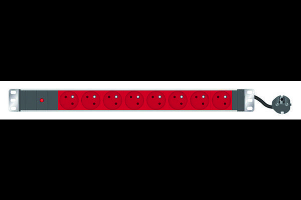 Multiprise rackable 19 8 prises rouges avec voyant