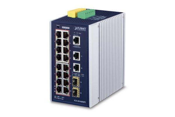PLANET IGS-20160HPT Sw.Ind. Niv3 16 GibaPoE+ & 2 x SFP 1/2,5