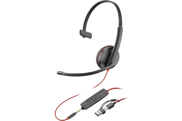 POLY Blackwire C3215 casque USB-C/A+Jack -1 écouteur