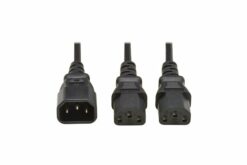 Power cable, C14 to 2xC13 splitter cable, H05VV-F, 10A, 2M