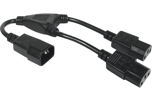 Rallonge électrique en "Y" 1 x C14 / 2 x C13 - 0,4 m