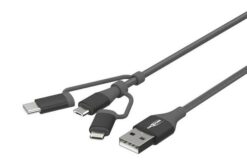 Cordon USB données et charge 3-en-1 1,2 m - Noir