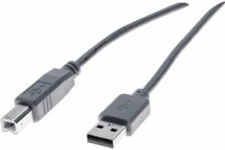 Cordon éco USB 2.0 type A /B gris - 5,0 m