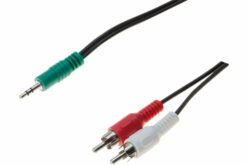 Cordon stéreo Jack 3.5 mm vers 2 x RCAM noir - 10 m