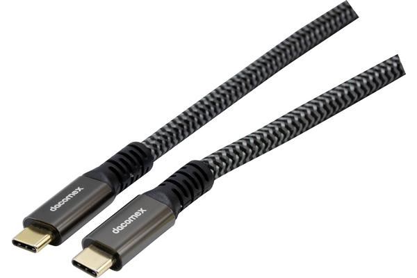 DACOMEX CORDON USB3.2 Gen2 C-C 100W METAL+ NYLON CERTIFIE GRS - 5m