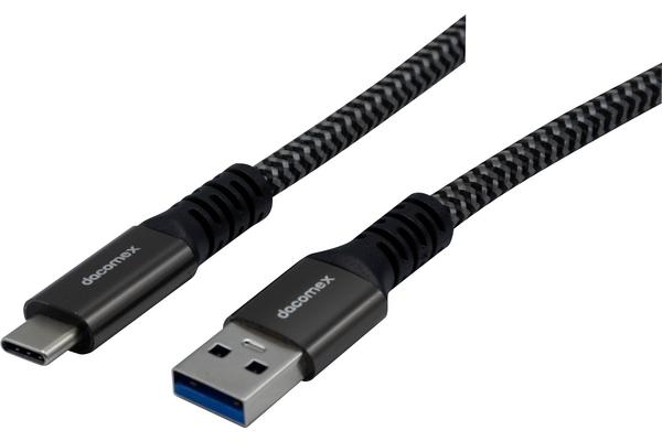 Dacomex cordon USB3.2 Gen1 A-C 5Gbps 100W (5A) métal+nylon certifié GRS - 1m