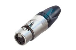 FICHE XLR 3 POLES FEMELLE CORPS NICKEL CONTACTS ARGENT