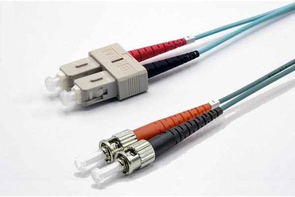 Jarretière zip 2,0mm OM3 50/125 SC-UPC/ST-UPC LSZH aqua 3m