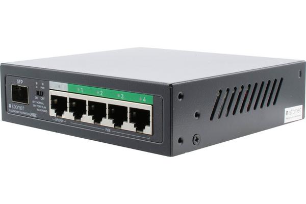 STONET P106GC Switch 5 ports Gigabit dont 4 PoE+ avec 1 port fibre SFP