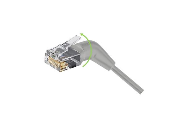 Cordon RJ45 CAT 6A U/FTP orientable 360° gris - 2 m