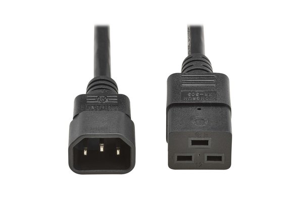 Power cable, C14 to C19, H05VV-F, 10A, 2M