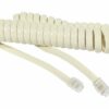 Cordon téléphonique spiralé RJ9 / RJ9 ivoire - 2 m