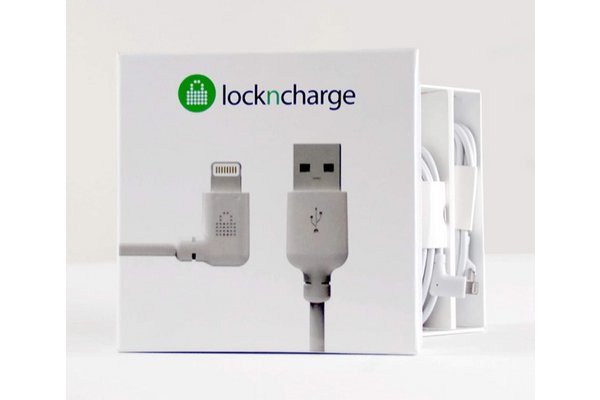 LOCKNCHARGE Lot de 5 cordons USB-A vers Lightning MFi coudés 1,2 m