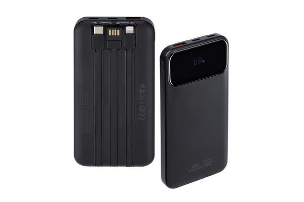 Powerbank 10000mAh 22,5W QC&PD Cables Lighntning + Type-C +