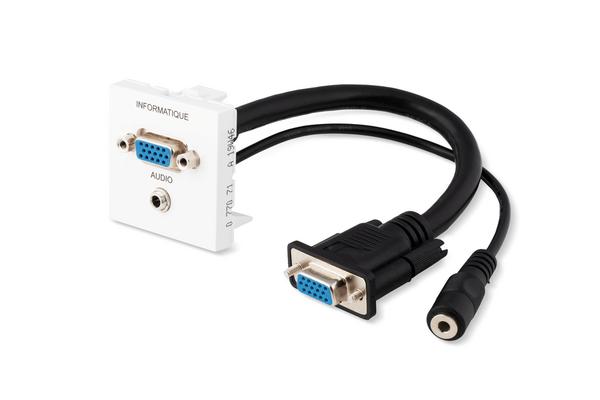 TESCA Plastron LEGRAND HD15 F + Jack 3,5 F vers HD15 F + Jack 3,5 F de 0,2 m