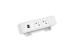 Bloc Bureau 2x2P+T F/B USB A+C 15W à raccorder - Blanc